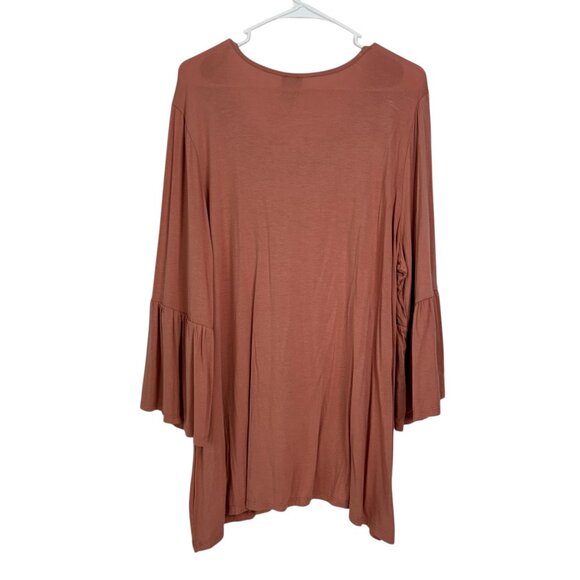 Como Vintage Women Plus SZ 3X Pink Boho Tunic Top Floral Embroidery Bell Sleeves - Picture 12 of 13